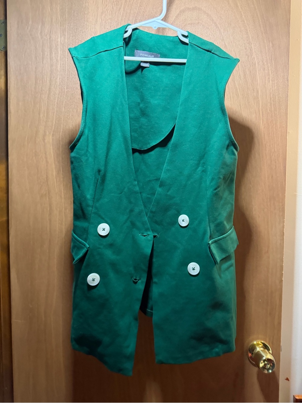 Primark Green Sleeveless Double-Breasted Vest size 4